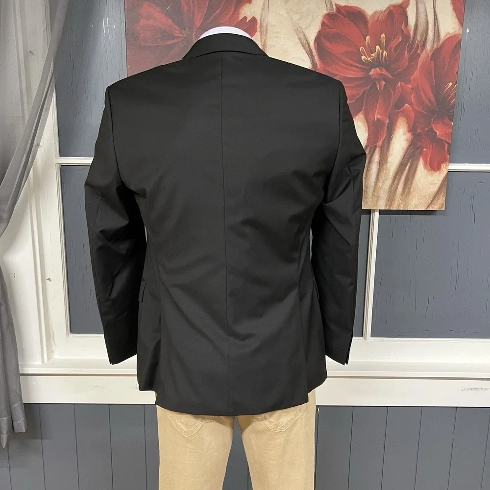 Hugo Boss Blazer Jacket Sport Coat Mens 38R Slim Fit Wool Black